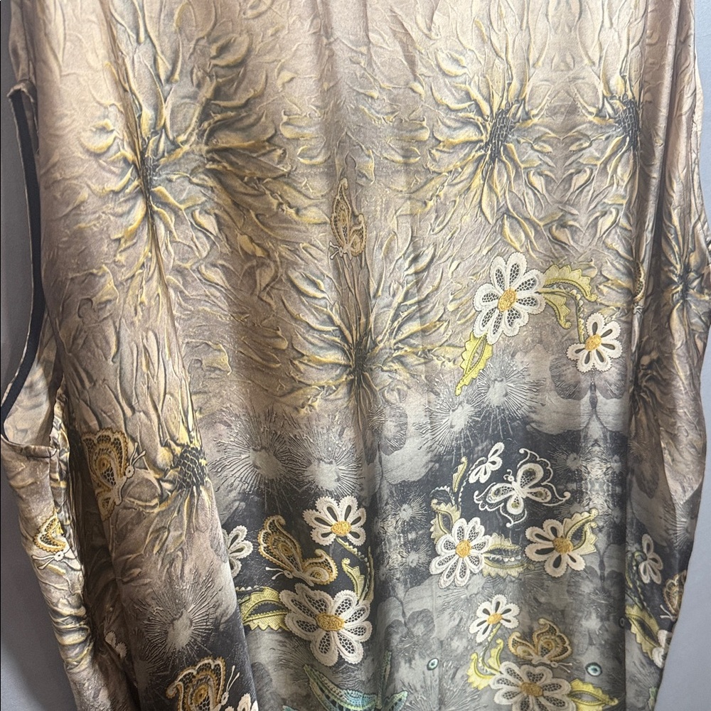 Silk Chiffon Oversized Boho Floral Kaftan Maxi Dress One Size - Picture 6 of 11